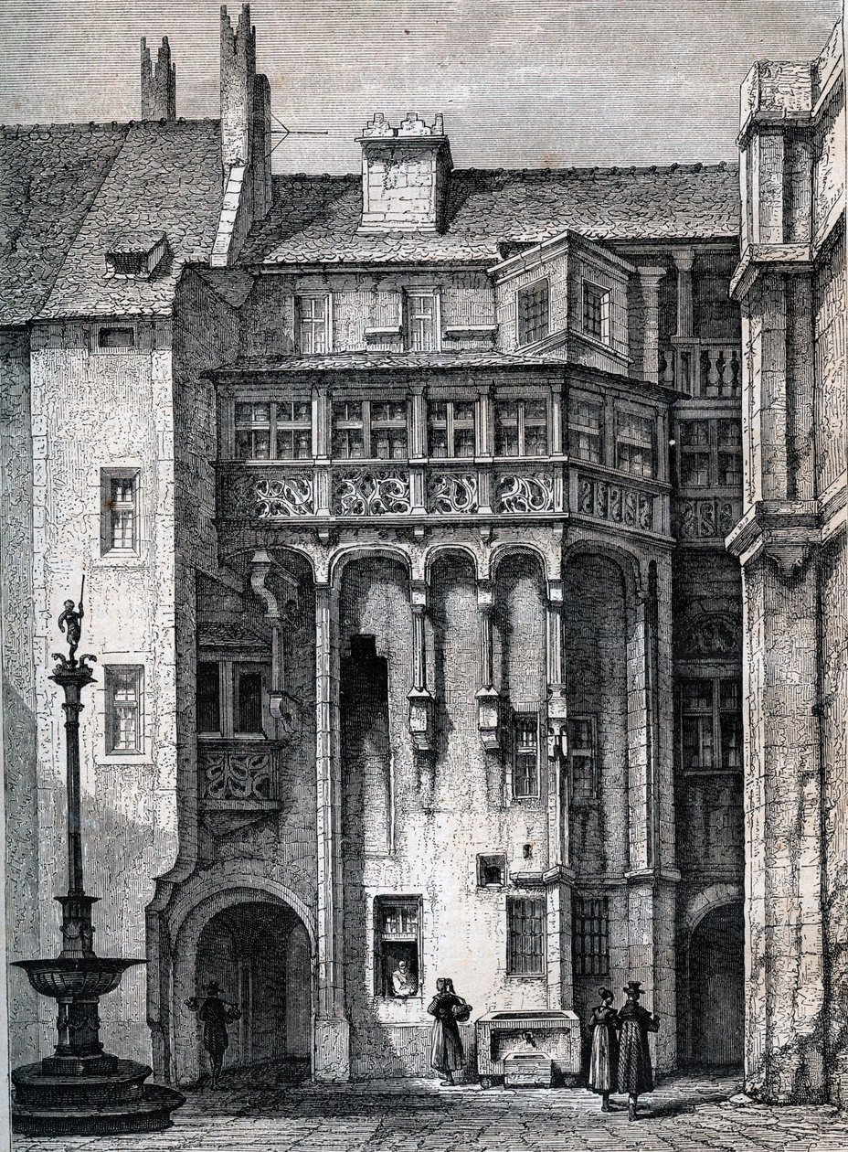 Ayuntamiento de Núremberg - el patio del ayuntamiento de Núremberg - grabado alrededor de 1867 de Unknown artist