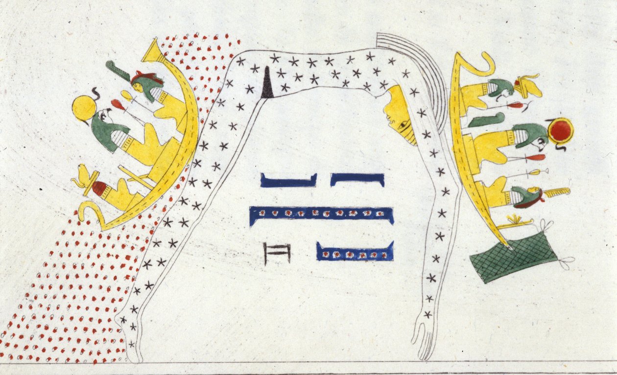Nut, Deidad Egipcia del Cielo y la Barca del Sol - en “Monuments of Egypt and Upper Nubia” de Ippolito Rosellini de Unknown artist