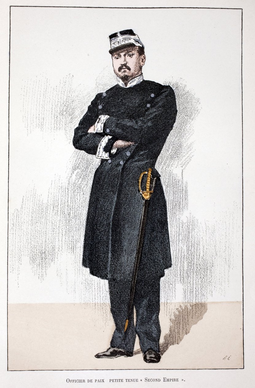 Oficial de Paz, Pequeño Vestido del Segundo Imperio (1852-1870). Ilustración de “Histoire du corps des gardiens de la paix” de Unknown artist