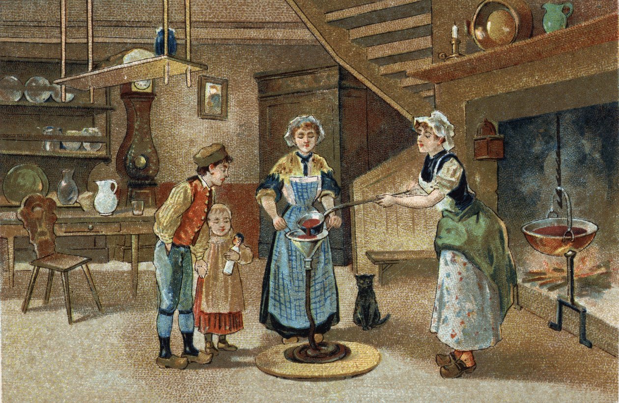 Antigua costumbre celebrada en la región del Delfinado: La boudinée. Cromolitografía de finales del siglo XIX de Unknown artist