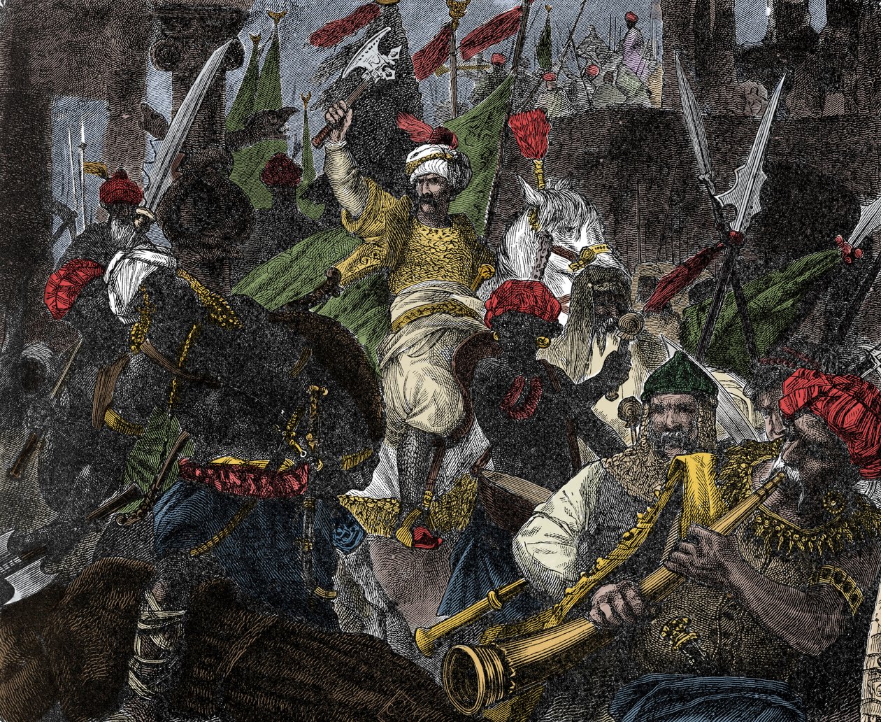 El 29 de mayo de 1453, asalto de Constantinopla por Muhammad II, sultán del Imperio Otomano - Captura de Constantinopla: el ejército del sultán otomano Mehmet II (Mehmed II el Conquistador o Muhammad II Fatih) (1430-1481) sitió la ciudad de Constantinopla de Unknown artist