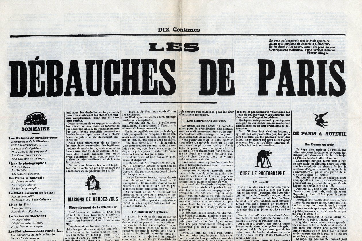 Uno de los periódicos “Les debauches de Paris”, finales del siglo XIX. de Unknown artist