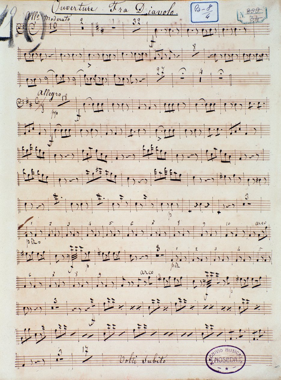 Apertura de la ópera cómica Fra Diavolo, o La Hostelería de Terracina por D. F. Auber de Unknown artist
