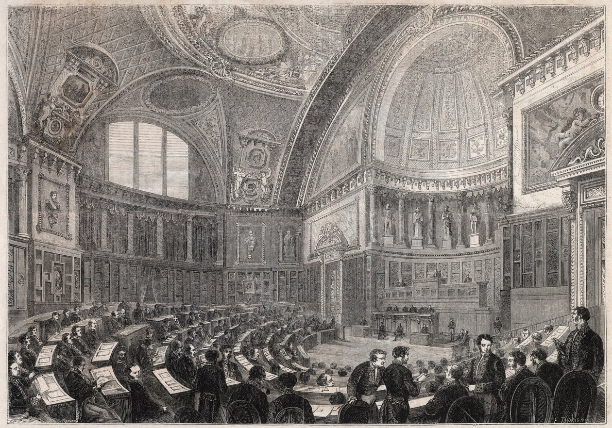 Apertura de la sesión del Senado y admisión del General Charles Cousin Montauban (1796-1878), Vizconde de la Gueronniere y de Forcade, 2 de diciembre de Unknown artist