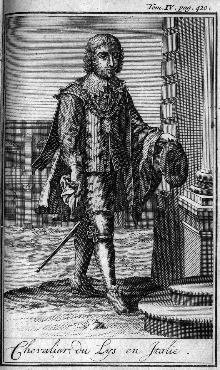Órdenes de Caballería. Caballero del Lirio en Italia. En "Historia de órdenes militares o caballeros, de las milicias seguras y rutinarias de ambos sexos, que se han establecido hasta ahora. Edición tomada de Abbe Giustiniani, R.P.Bonani, M. Herman, Schoon de Unknown artist