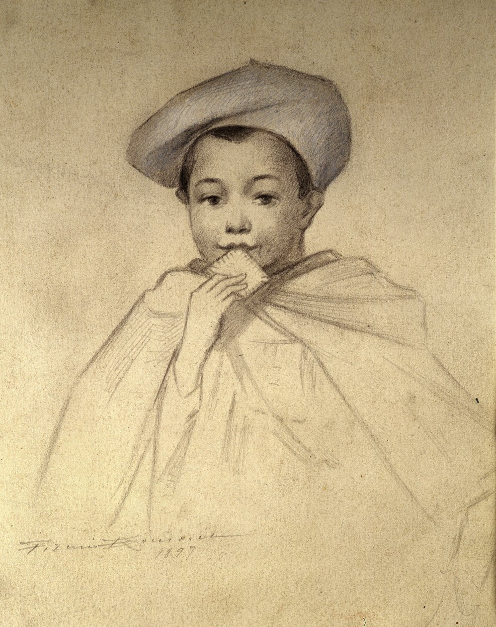 Retrato original usado como logo para las cajas de galletas “LU” de Unknown artist