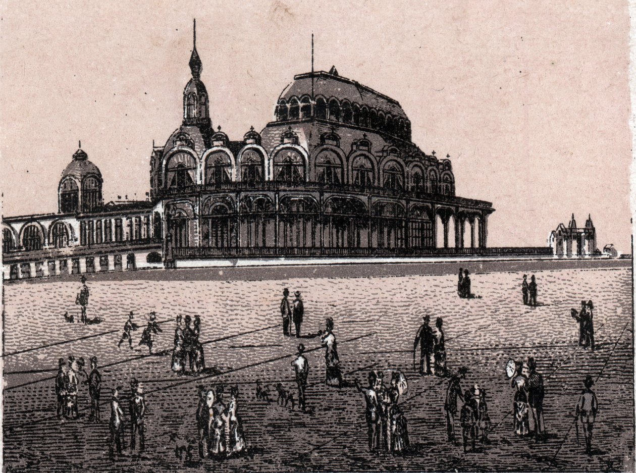 Ostende, Bélgica: vista del Kursaal Digue (Casino). en "El mundo ilustrado 168 vistas" Sin fecha (finales del siglo XIX) de Unknown artist