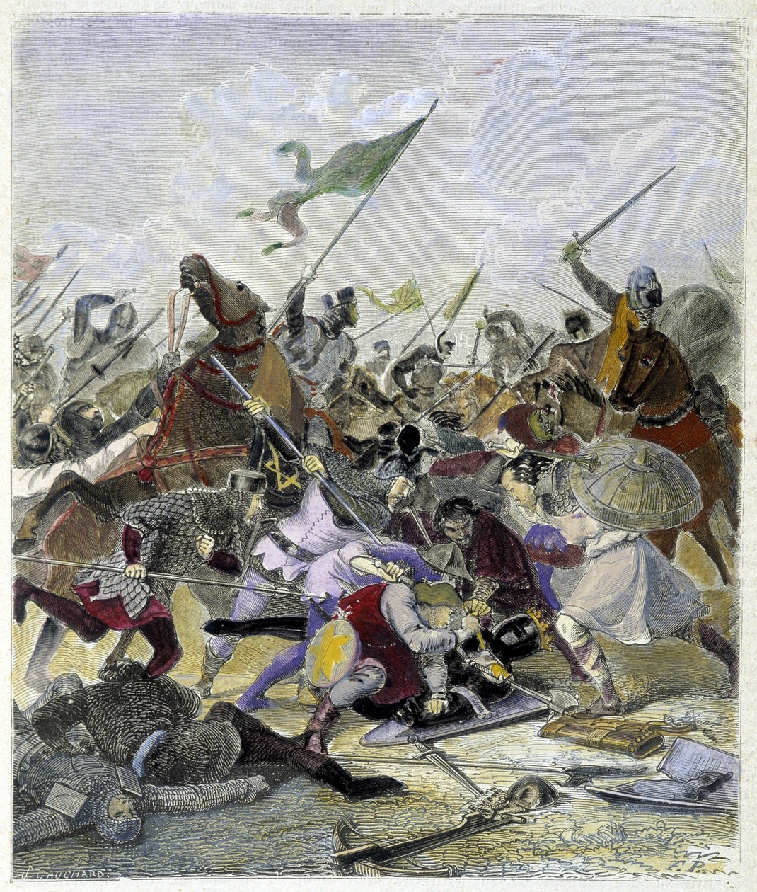 Otón I (912-973) sorprendido por los rebeldes en Roma - en “Historia de los papas” de Maurice Lachatre de Unknown artist