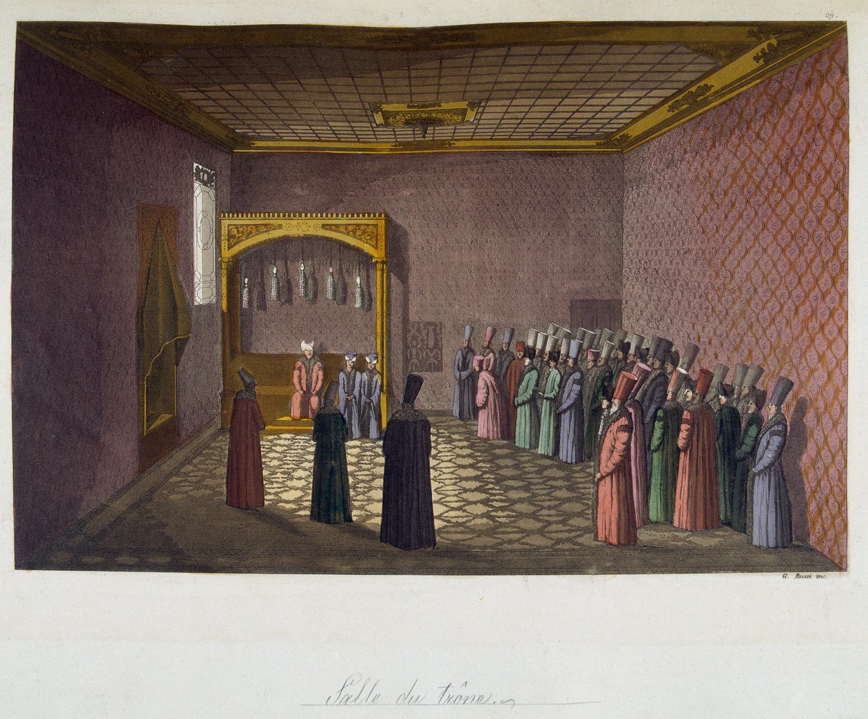 Imperio Otomano: La Sala del Trono - en "El traje antiguo y moderno" de Ferrario, ed. Milán de Unknown artist