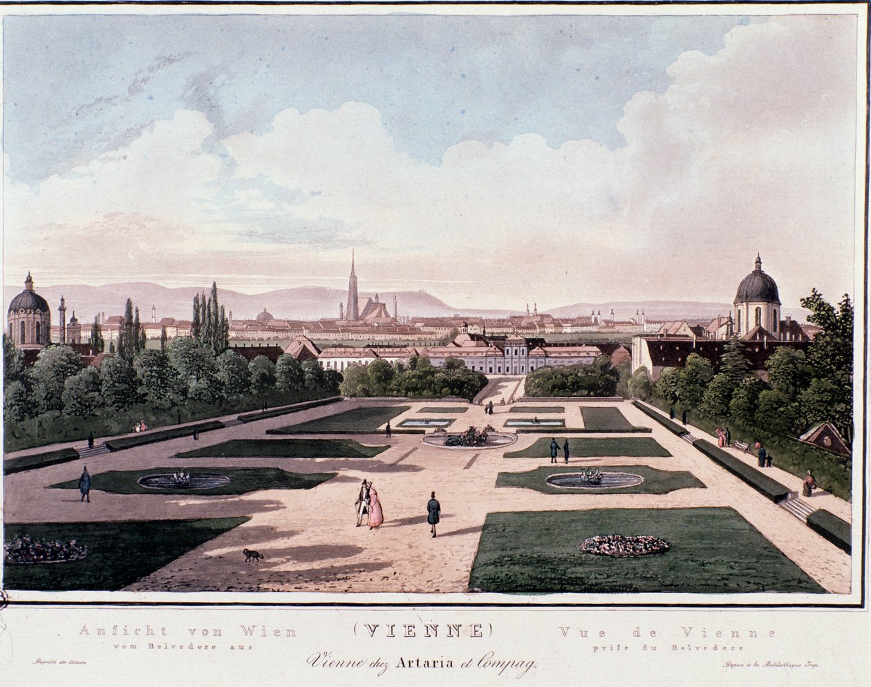 Vista general de Viena desde Belvedere, Austria. Grabado de 1830 Colección privada de Unknown artist
