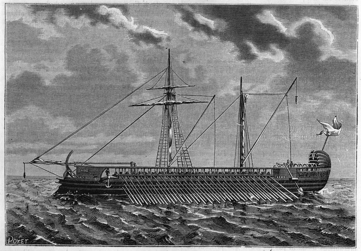 Vista general de una trirreme ateniense de Unknown artist