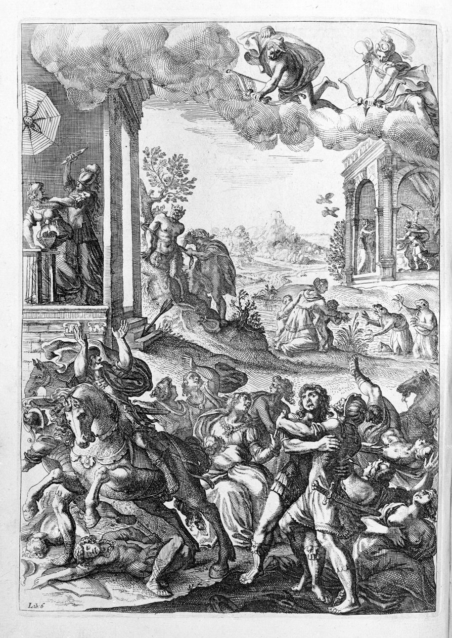 Ovidio - ilustración para el libro 15 - (P. Ovidii Nasonis Metamorphose libri XV um notis TH. Farnabii.) nota de Thomas Farnaby (Farnabia) (1575-1647) de Unknown artist