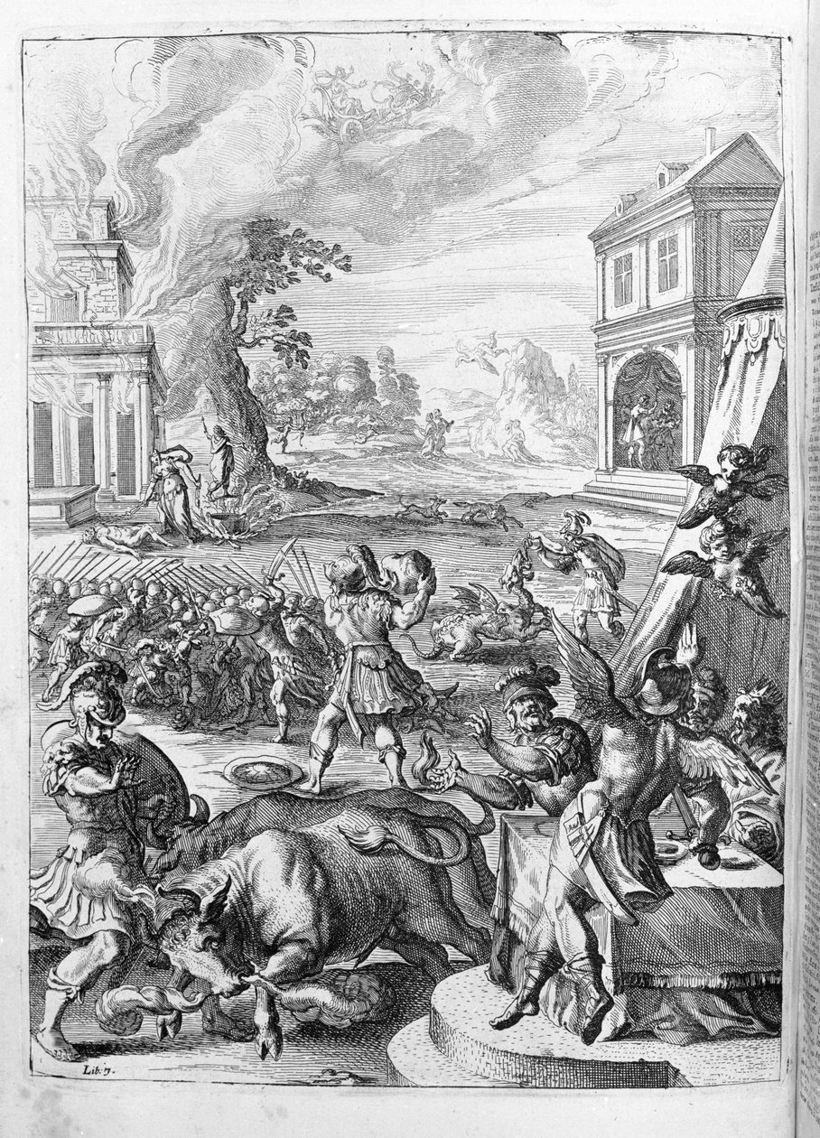 Ovidio - ilustración para el libro 15 - (P. Ovidii Nasonis Metamorphose libri XV con notas de TH. Farnabii.) nota de Thomas Farnaby (Farnabia) (1575-1647) de Unknown artist