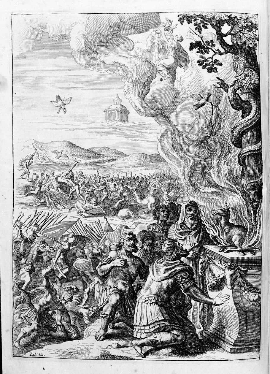 Ovidio - ilustración para el libro 15 - (P. Ovidii Nasonis Metamorphose libri XV con notas de TH. Farnabii.) nota de Thomas Farnaby (Farnabia) (1575-1647) de Unknown artist