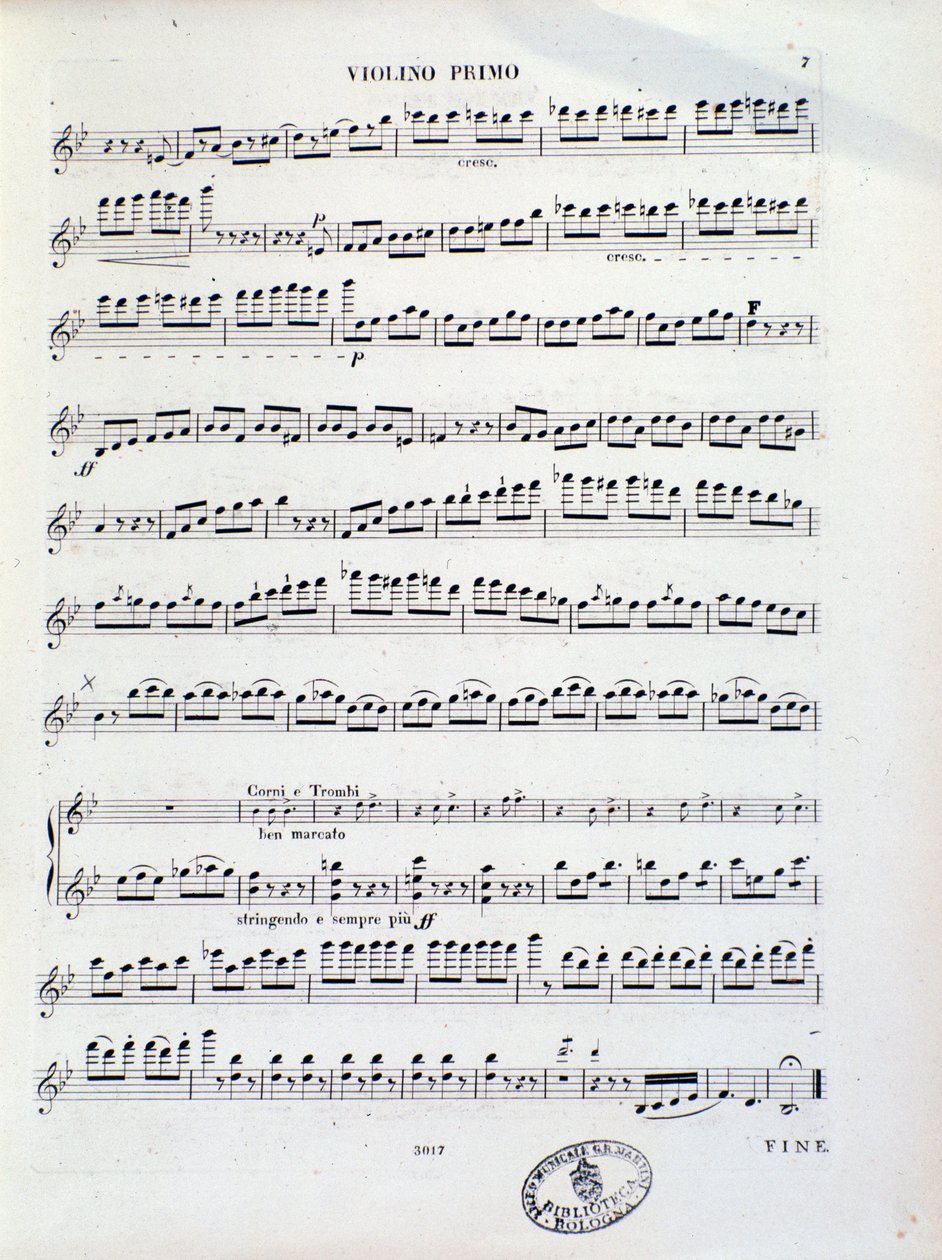 Página de la partitura del primer violín de la obertura n. 11 de Kalliwoda de Unknown artist