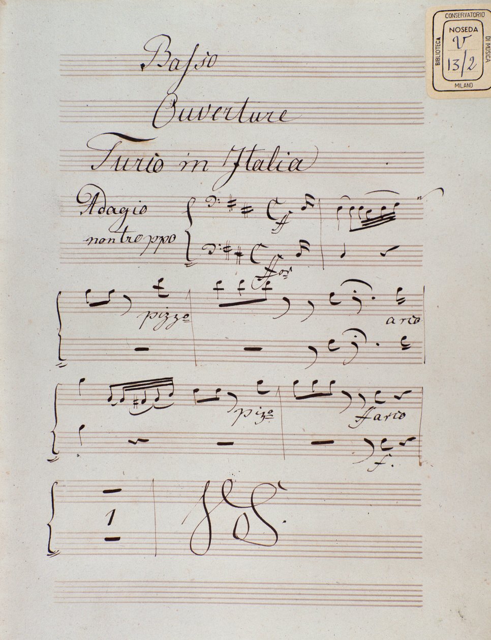Página de la partitura de la obertura de El turco en Italia de Gioacchino Rossini de Unknown artist