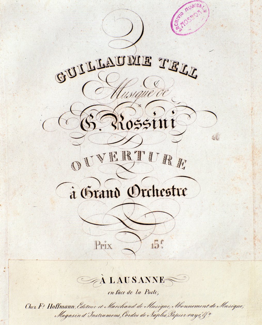 Página de partitura de la obertura de Guillermo Tell, ópera de Gioacchino Rossini de Unknown artist