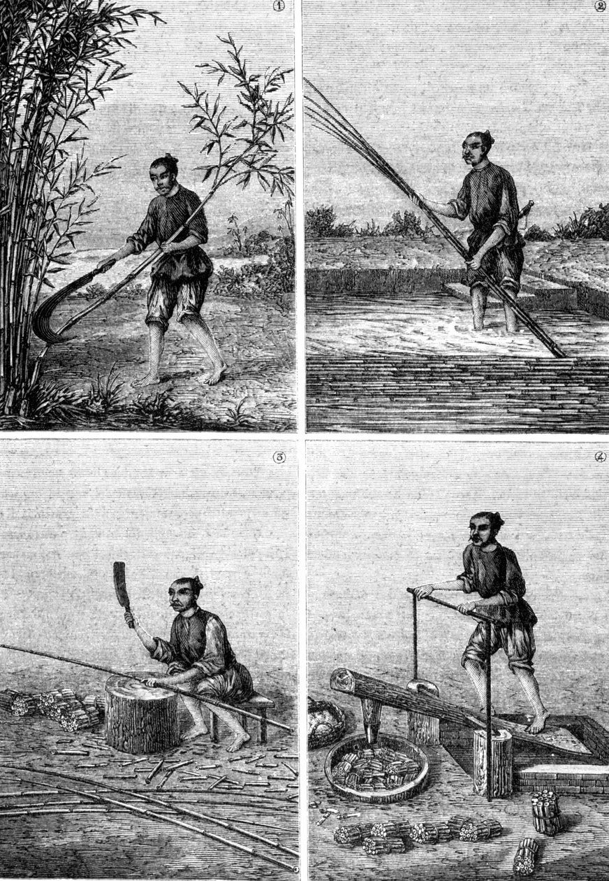 Fabricación de papel en China en “Las maravillas de la industria” por Louis Figuier, París de Unknown artist
