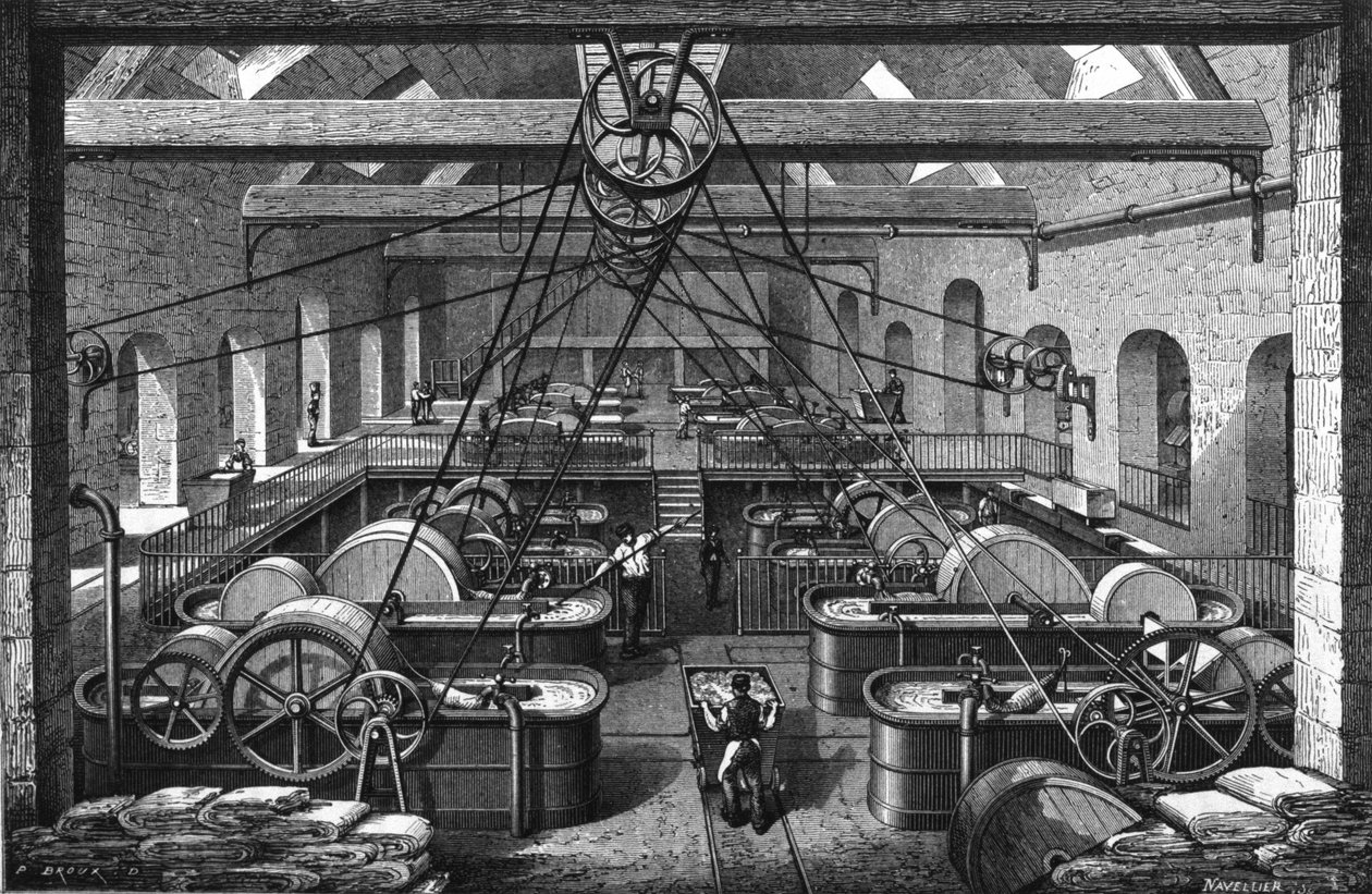 Fabricación de papel en el siglo XIX. de Unknown artist
