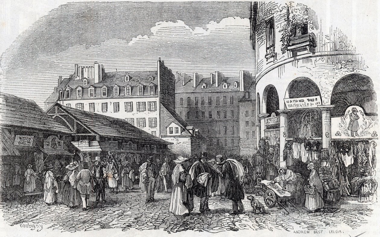 París, 3er arrondissement - La rotonda del Carreau du Temple en París en el siglo XIX - Grabado en “Tableau-de-Paris” por Edmond Texier de Unknown artist