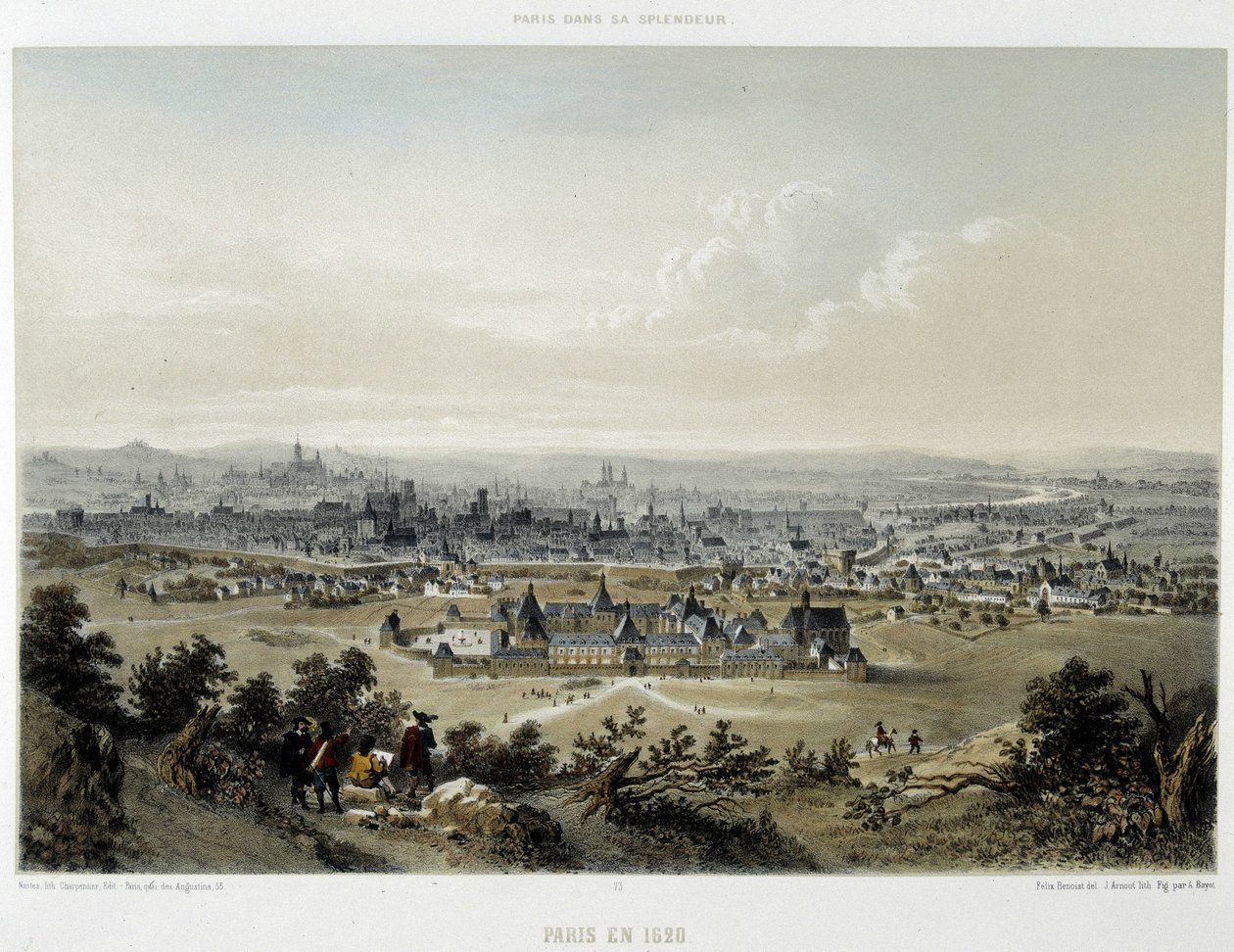 París en 1620, vista general desde la Butte Chaumont de Unknown artist