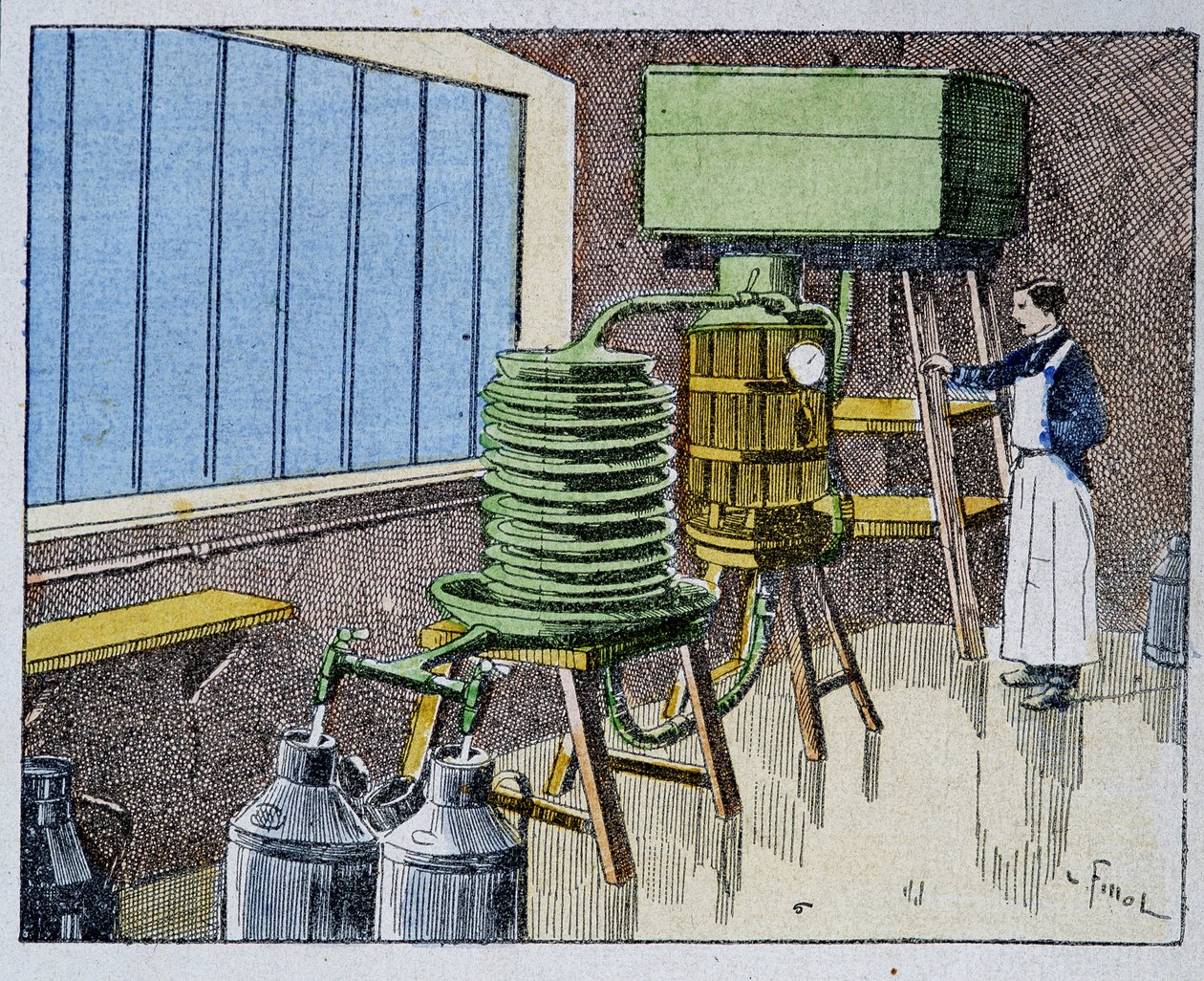 Pasteurización de la leche - grabado, finales del siglo XIX de Unknown artist