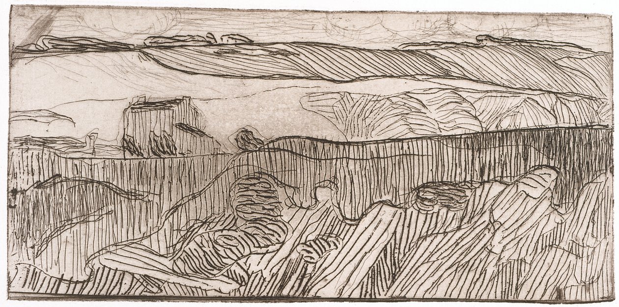 Paysage Rayé (Paisaje rayado) (aguafuerte) de Unknown artist