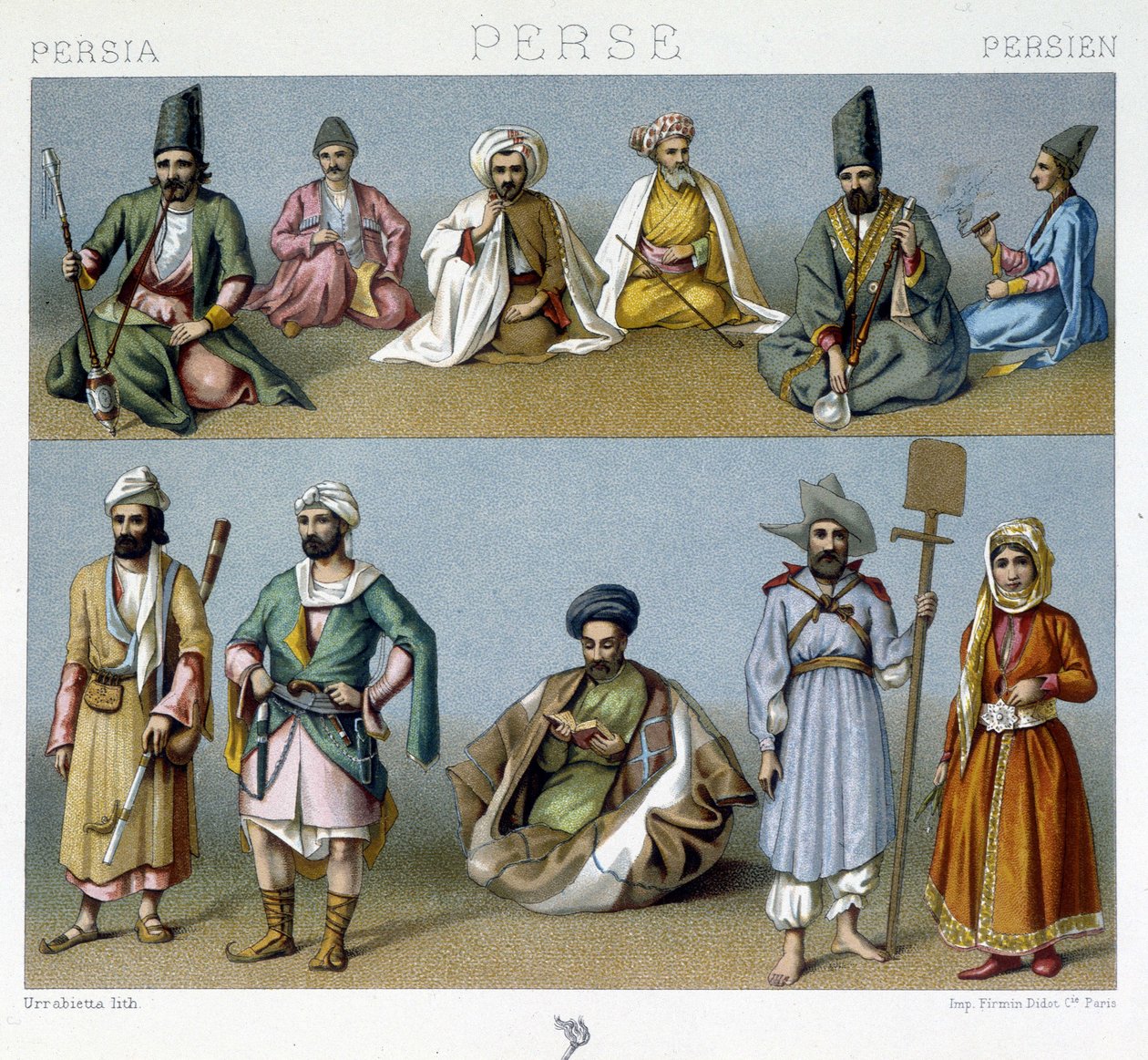 Trajes persas - en “El traje histórico” de Racinet de Unknown artist