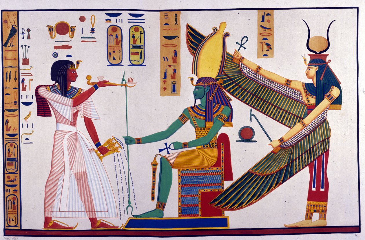 El faraón Ramsés IV hace ofrendas a Ptah-Sokari-Osiris (Tumba de Bibah-el-Moluk) de Unknown artist
