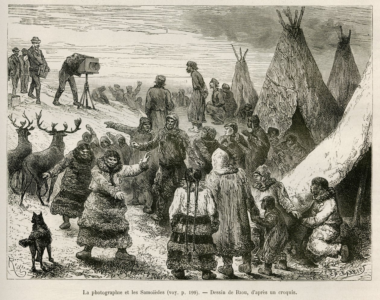 Fotografía y samoyedos de la región de Caborova (Suecia), ilustración de la historia del profesor Nils Adolf Erik (Eric) Barón Nordenskjold (Nordenskiold) (1832-1901): Expedición Polar Sueca de Unknown artist