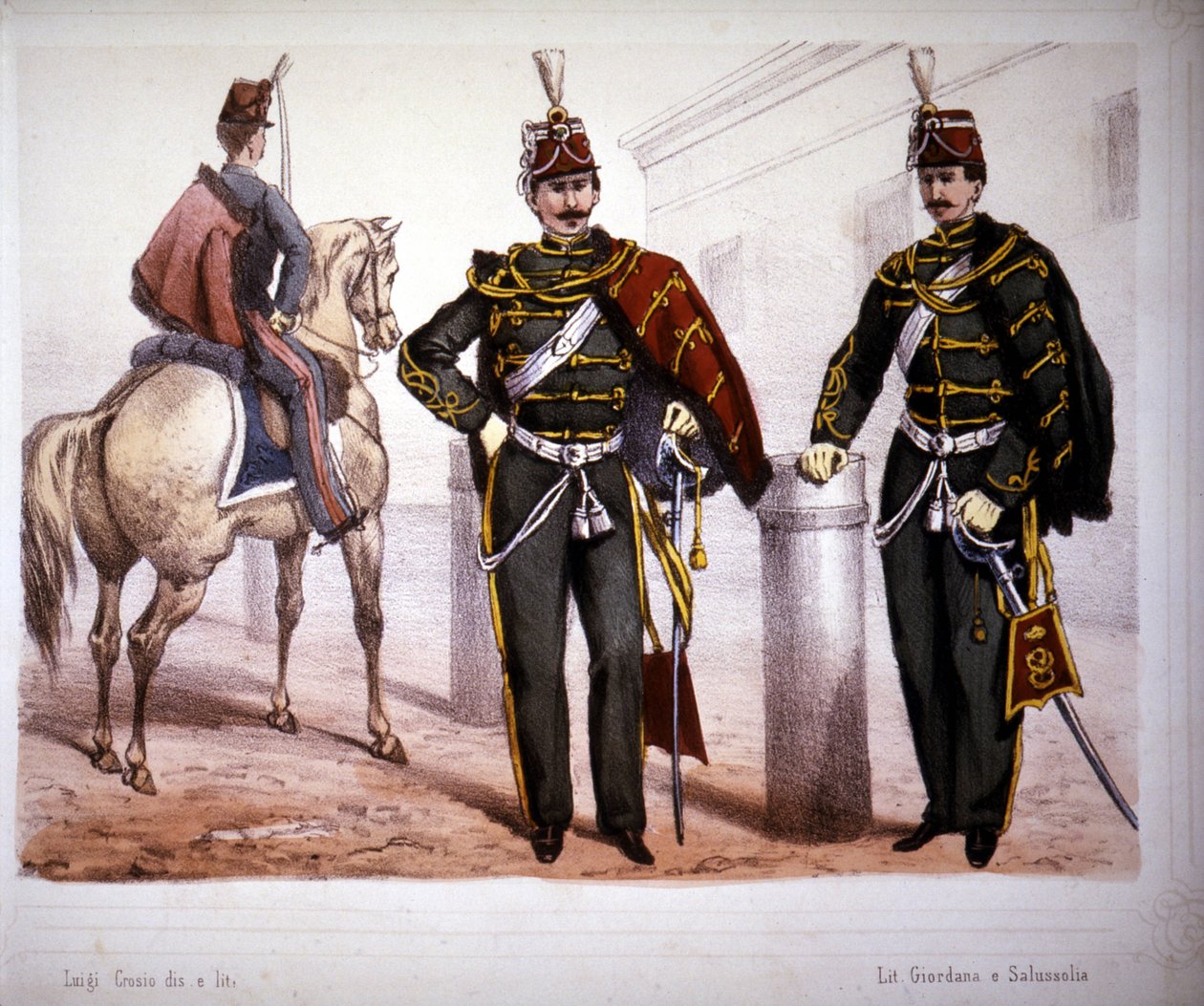 Húsares de Piacenza (Italia), traje en 1866 de Unknown artist