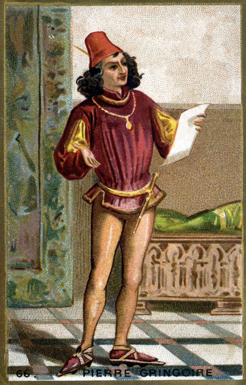 Pierre Gringoire (1475 - 1538), poeta dramático francés. Cromolitografía del siglo XIX de Unknown artist