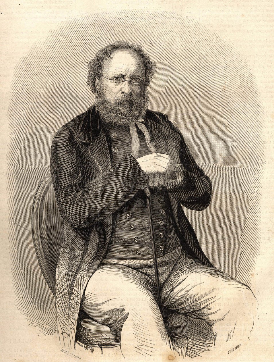 Pierre Joseph Proudhon (1809 - 1865). Teórico socialista francés, precursor del anarquismo. Grabado de 1865. Colección Bianchetti de Unknown artist