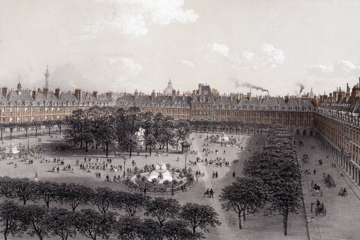 Place Royale (ahora Place des Vosges) en París a finales del siglo XIX de Unknown artist
