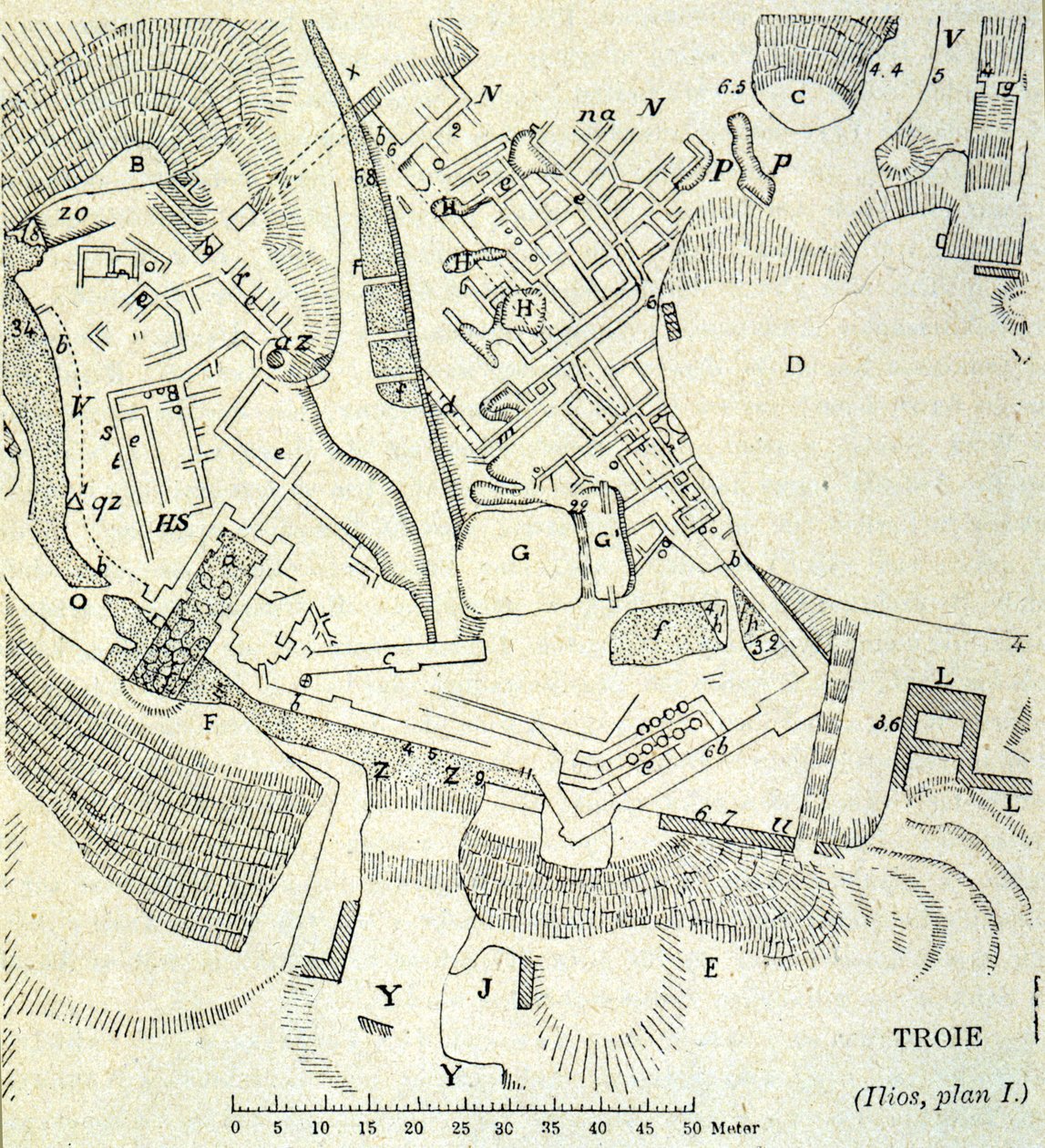 Plano de Troya: Excavación de Heinrich Schliemann de Unknown artist