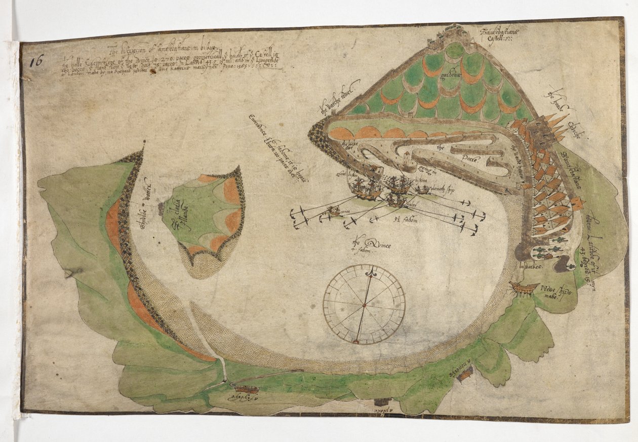 Plano de la ciudad y del puerto de San Sebastián, dibujado por Richard Poulter, junio de 1585 de Unknown artist