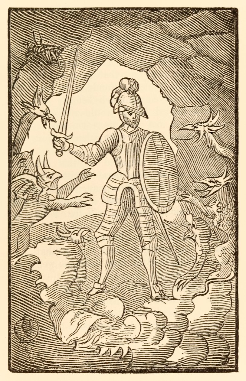 ¡Pobre hombre! ¿Dónde estás ahora? Tu día es noche. de El progreso del peregrino de este mundo, al que está por venir de John Bunyan (1628-1688) El cristiano entra en el Valle de la Sombra de la Muerte y t de Unknown