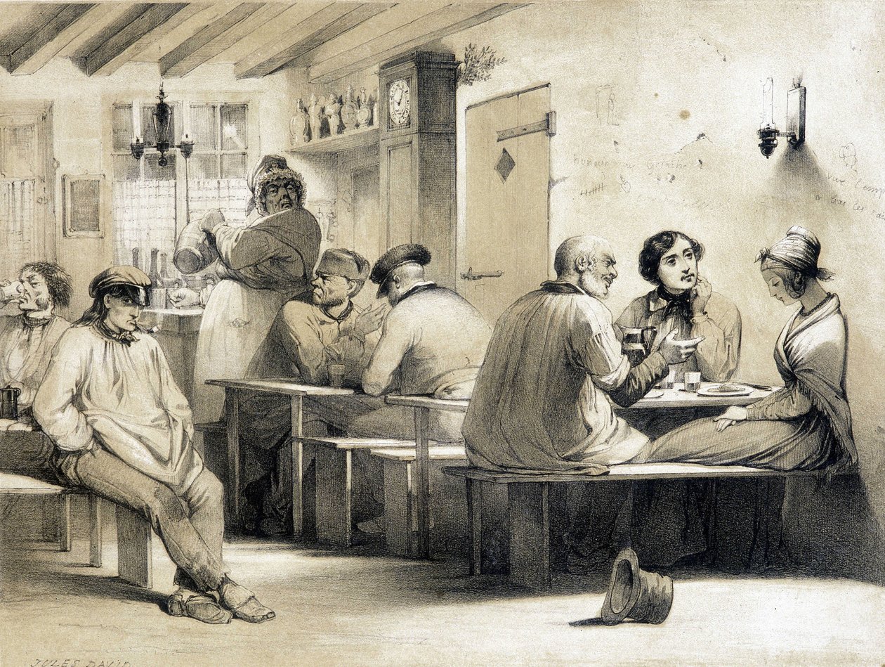 Hostal popular "Le Carpet Franc". Ilustración del siglo XIX de Unknown artist