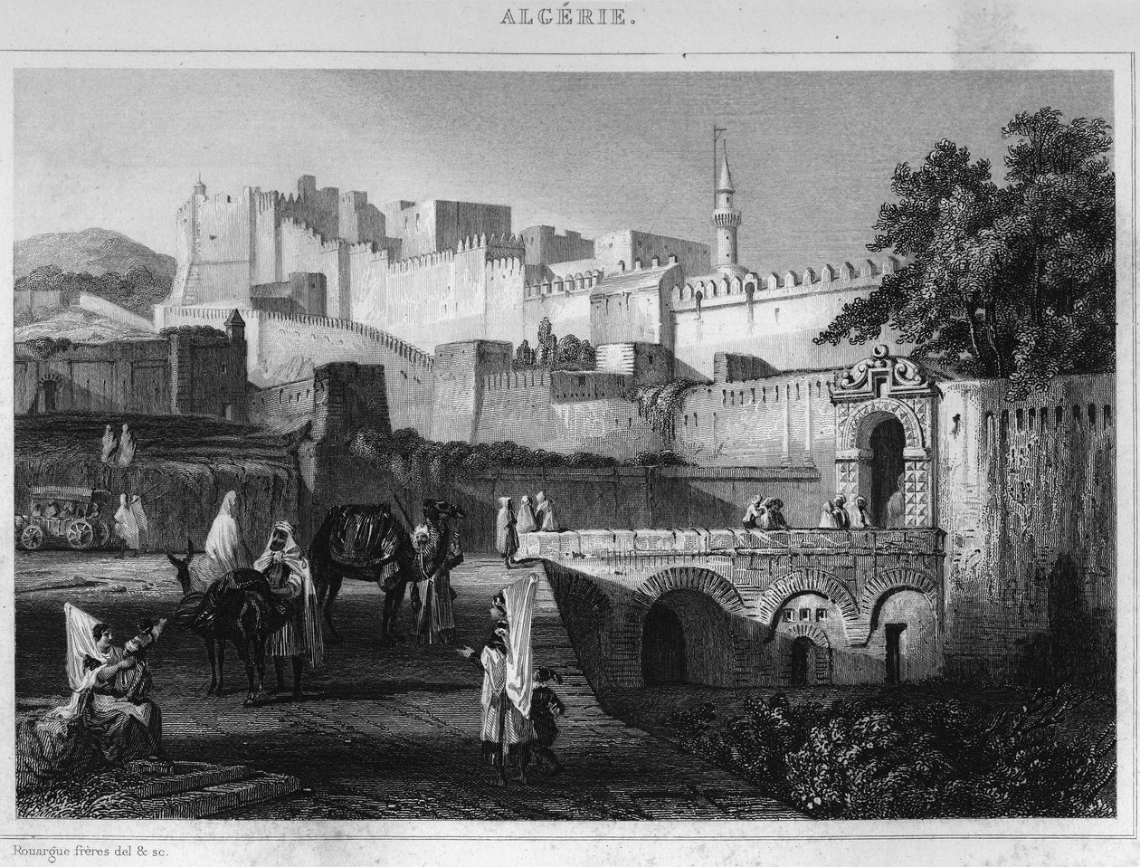 Puerta Bab-Azoun en Argel, un fuerte ocupado por la división de Escars durante la conquista de Argelia por Francia en 1830, en “L