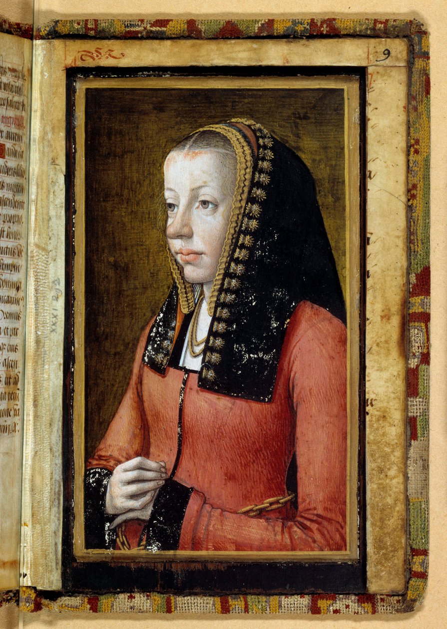 Retrato supuesto de Ana de Bretaña (1477-1514) Reina de Francia. Miniatura, fragmento de libro de horas. Anónimo de Unknown artist