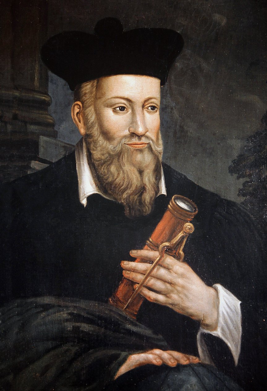 Retrato de Michel de Nostre-Dame (Nostre Dame), conocido como Nostradamus, astrólogo (1503-1566), detalle, Maison de Nostradamus, Salon de Provence, Bouches du Rhone de Unknown artist