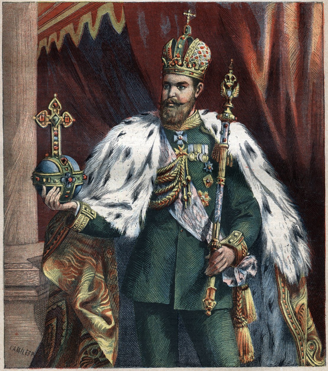Retrato de pie de Alejandro III (1845-1895), Emperador de Rusia (grabado de 1892) de Unknown artist