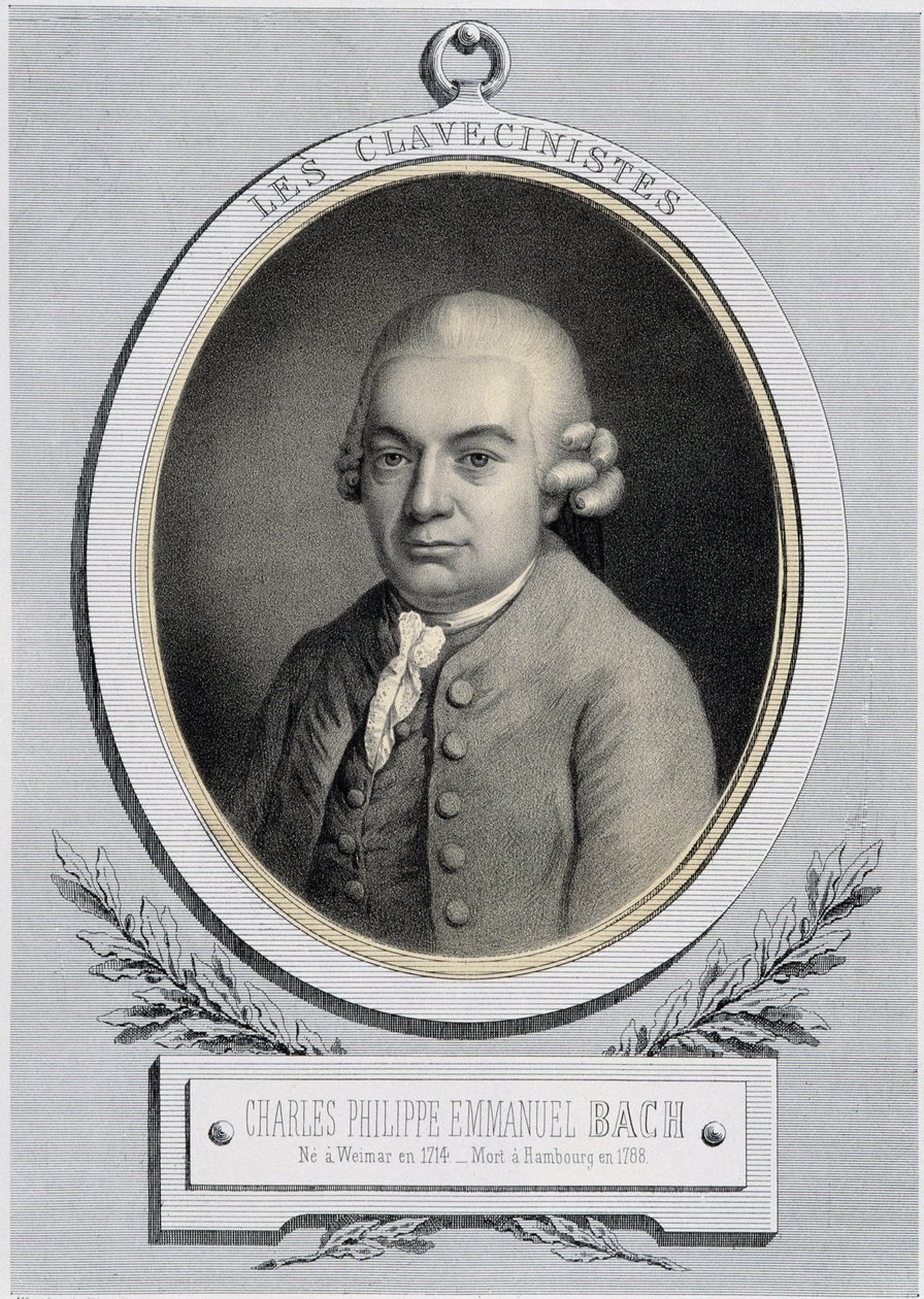 Retrato en medallón de Charles Philippe Emmanuel Bach (1714-1788), hijo de Jean Sebastien Bach, s.d. siglo XIX de Unknown artist