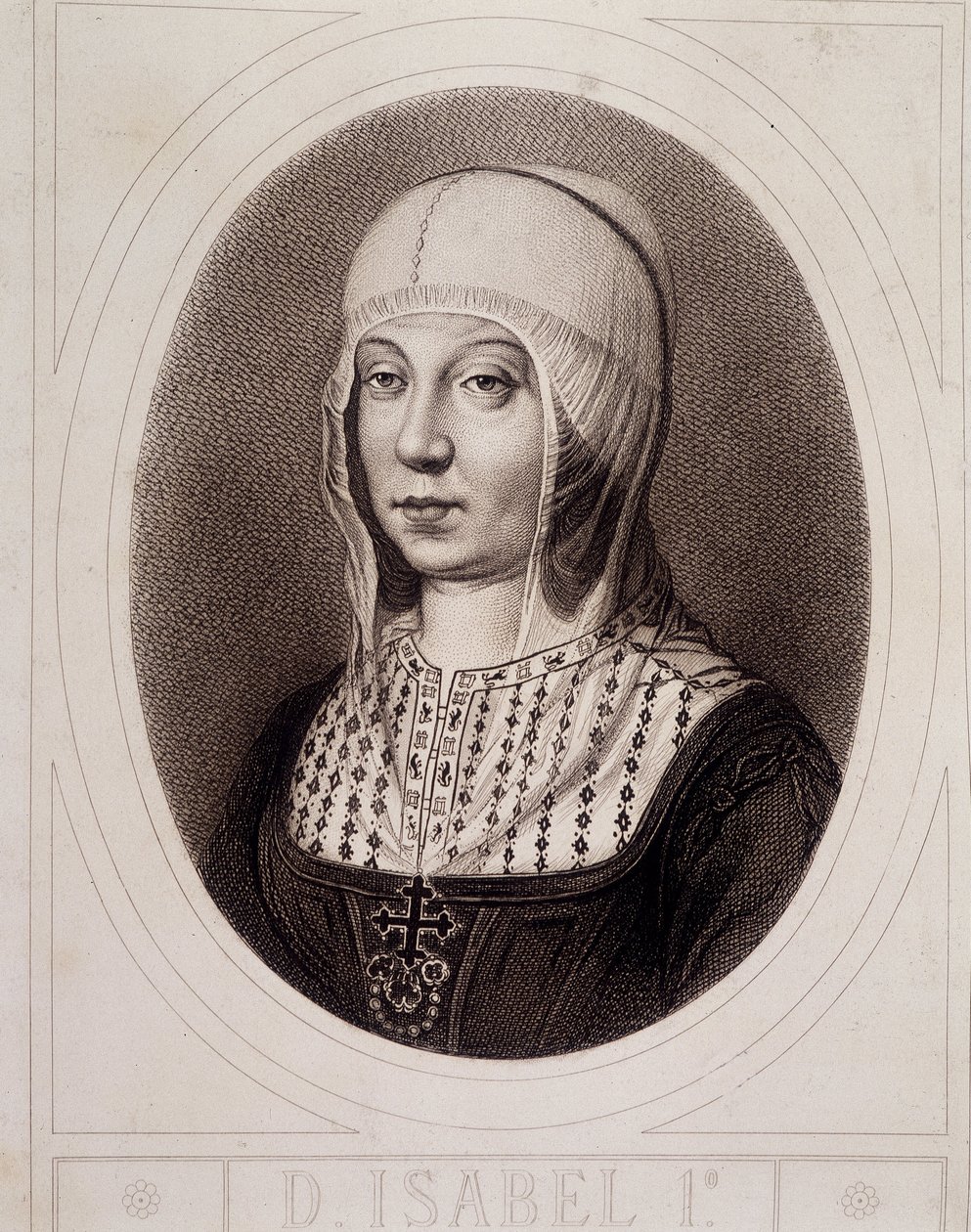 Retrato en medallón de Isabel I la Católica o de Castilla - grabado de Unknown artist
