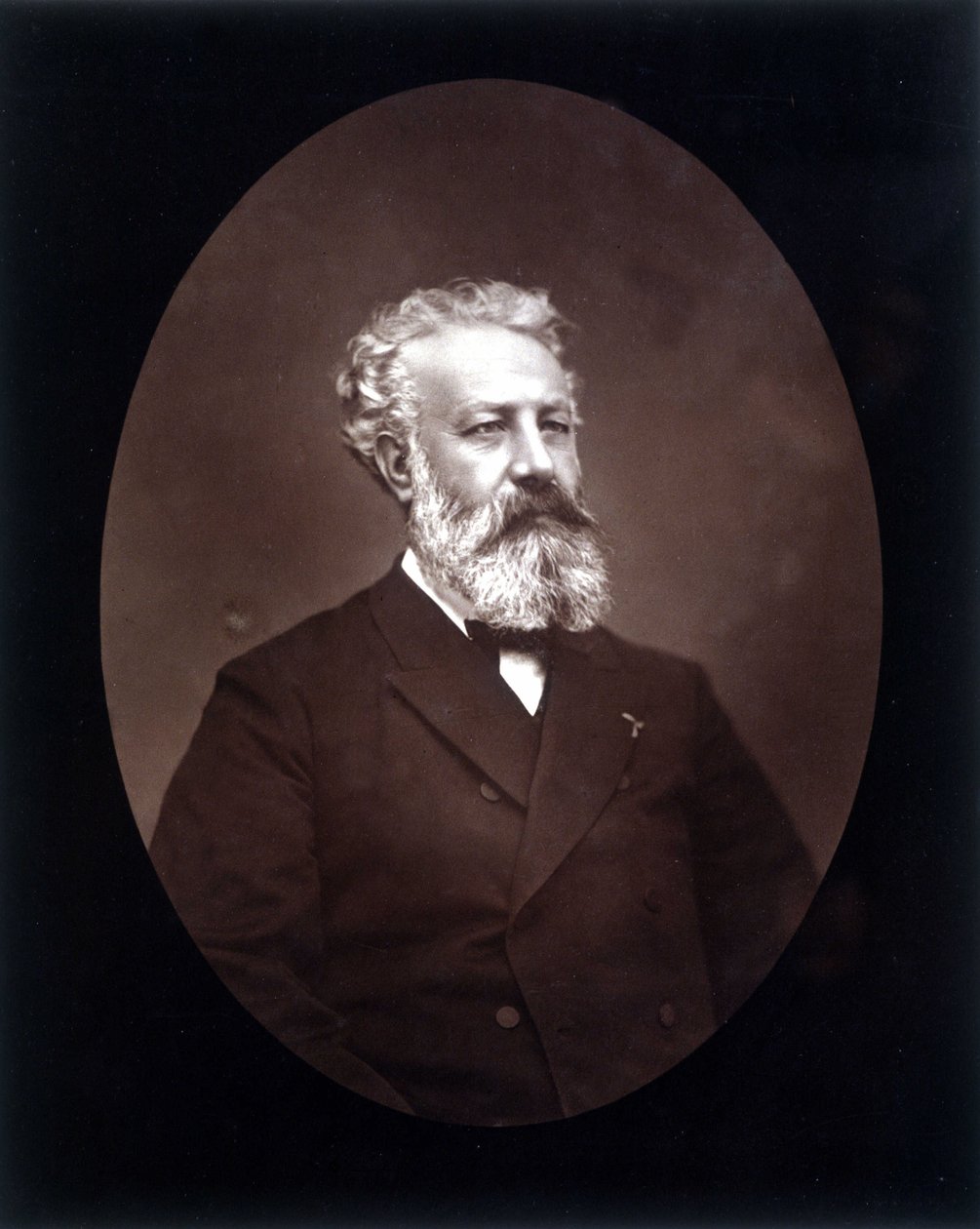 Retrato en medallón de Jules Verne - en Les Hommes d