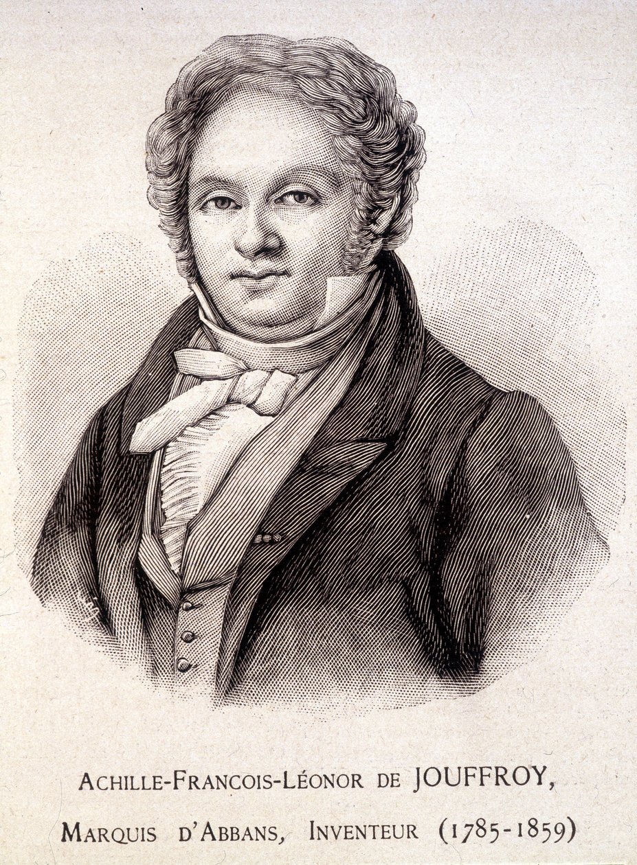 Retrato de Achille François Léonor de Jouffroy, Marqués de Abbans, Inventor (1785 - 1859) - grabado del siglo XIX de Unknown artist