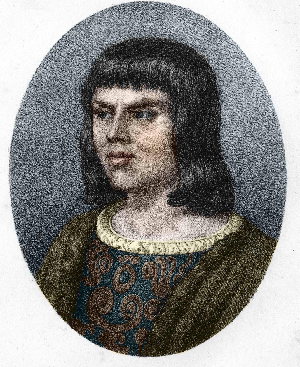 Retrato de Alain Chartier. Diplomático y escritor francés (1385-1433). Secretario del futuro Carlos VII (grabado del siglo XIX) de Unknown artist