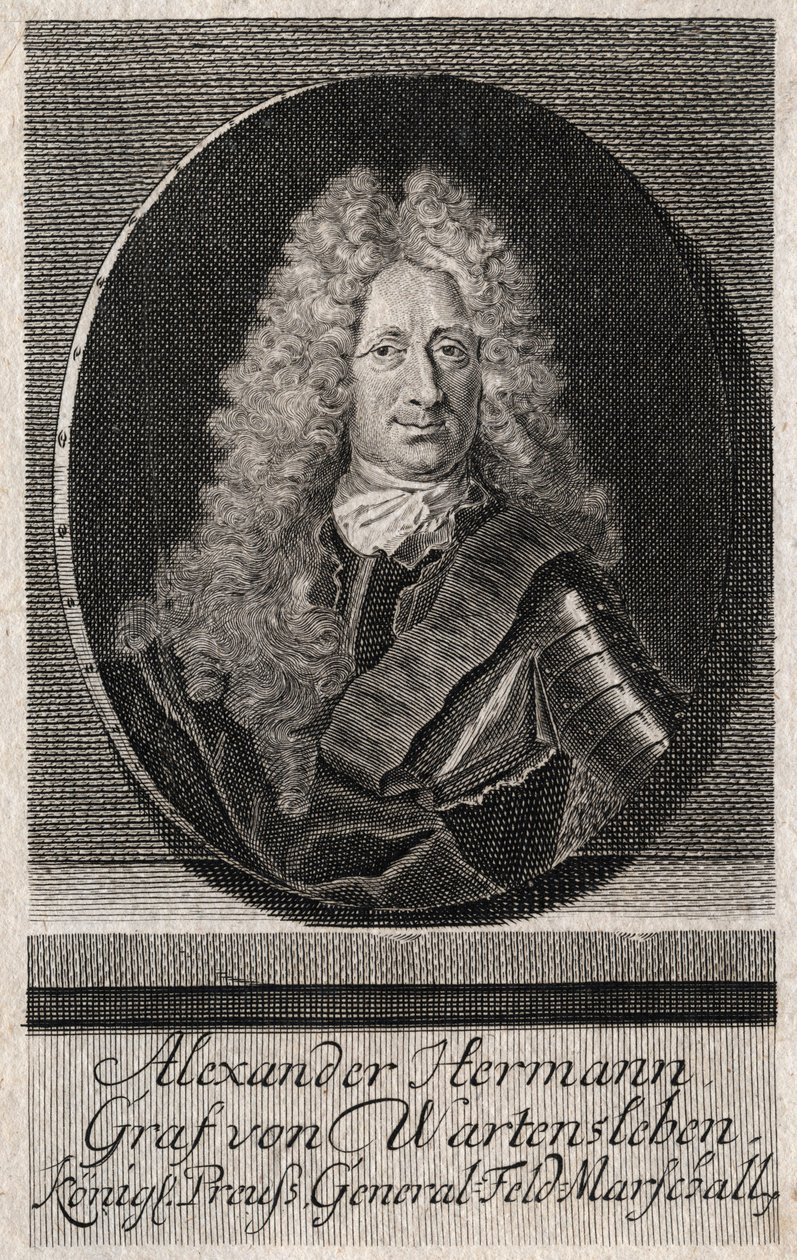 Retrato de Alexander Hermann Graf von Wartensleben (1650-1734) oficial en los ejércitos de varios estados alemanes - grabado de Unknown artist