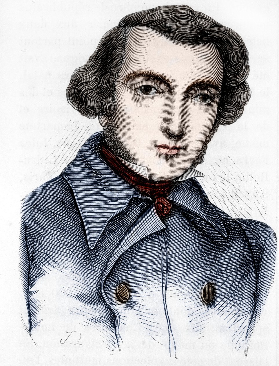 Retrato de Alexis de Tocqueville (1805 - 1859), historiador y político francés. (grabado del siglo XIX) de Unknown artist