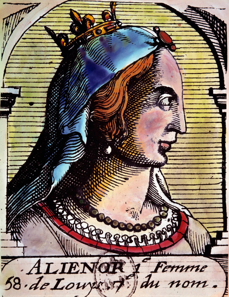 Retrato de Alienor de Aquitania (1122-1204) (también llamada Leonor de Guyena), Reina de Francia. Grabado. B.N. París de Unknown artist